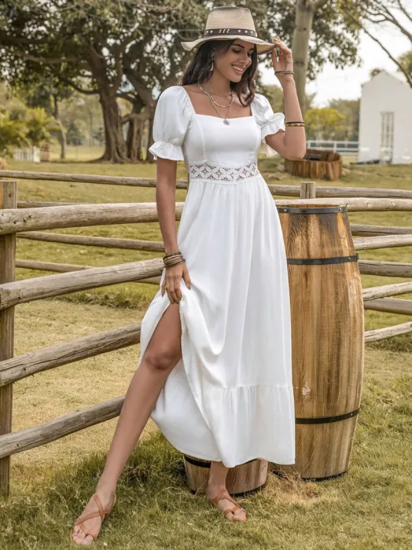 Square Neck Flounce Sleeve Midi Dress sold by Charming Charlie