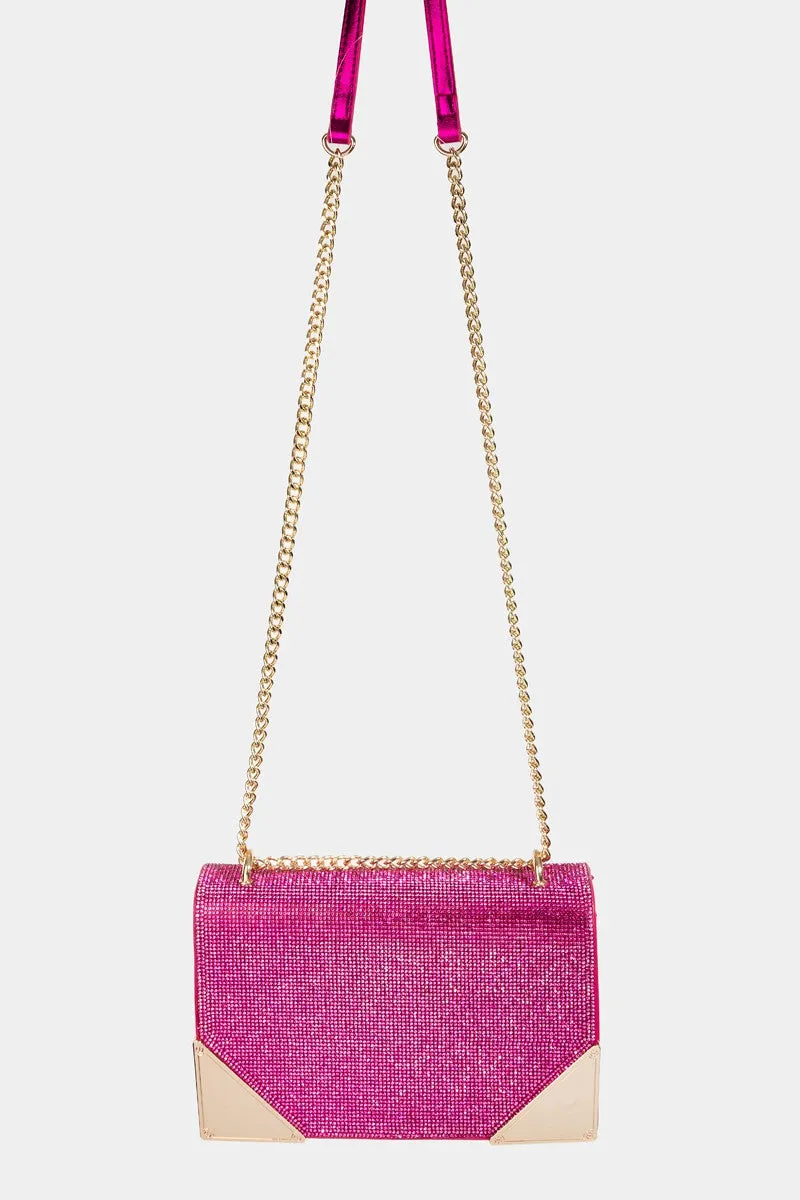 Fame Rhinestone Studded Rectangle Crossbody Bag sold by Charming Charlie