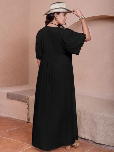 Plus Size Buttoned V-Neck Half Sleeve Dress sold by Charming Charlie product image thumbnail 4