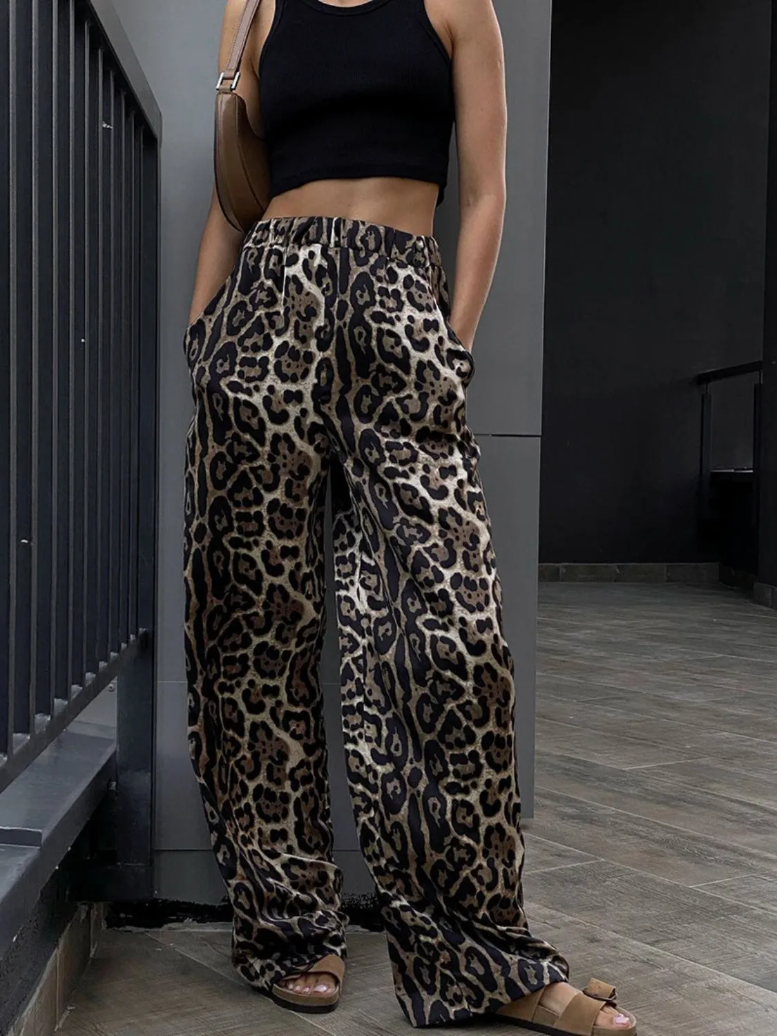 Leopard High Waist Wide Leg Pants sold by Charming Charlie