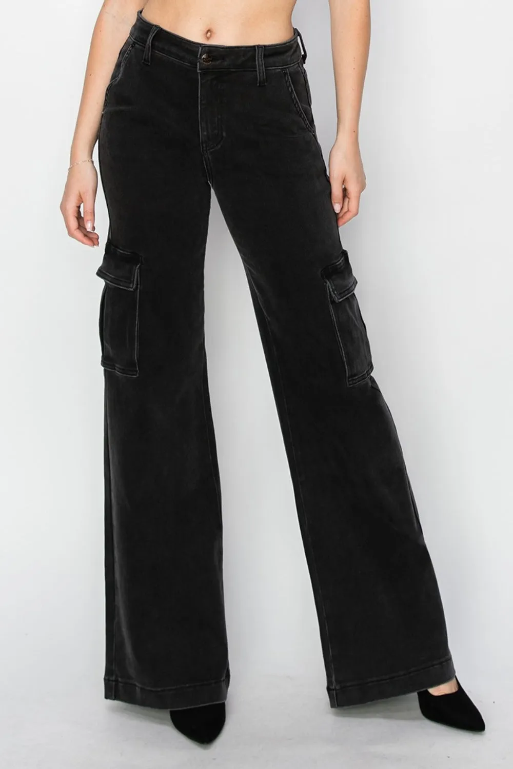 Risen Full Size High Rise Wide Leg Cargo Jeans sold by Charming Charlie product image thumbnail 5