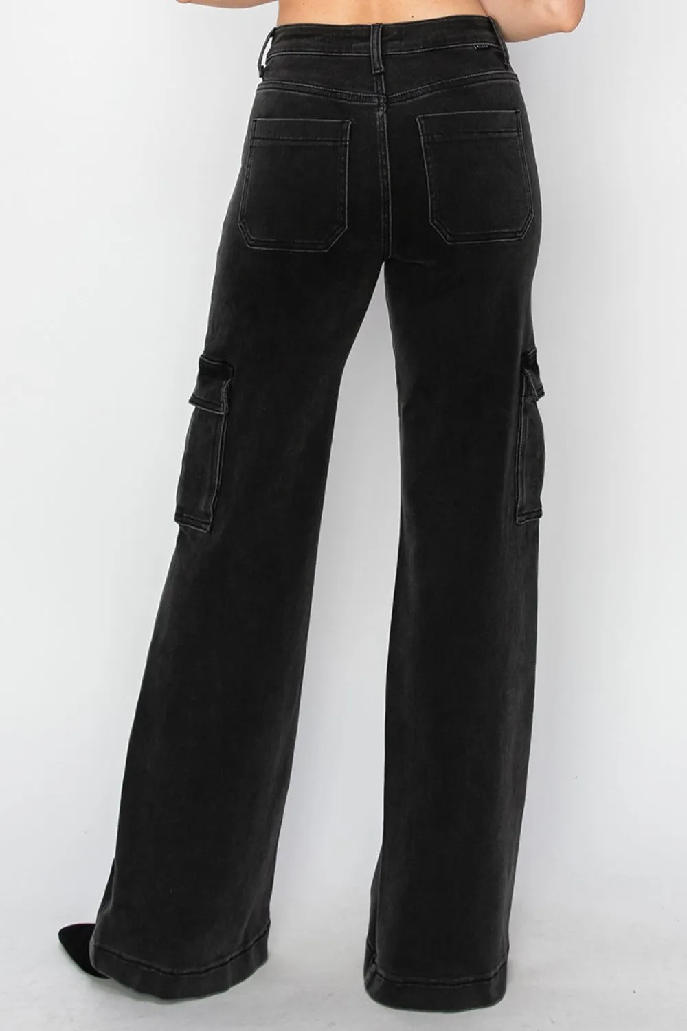 Risen Full Size High Rise Wide Leg Cargo Jeans sold by Charming Charlie product image thumbnail 2