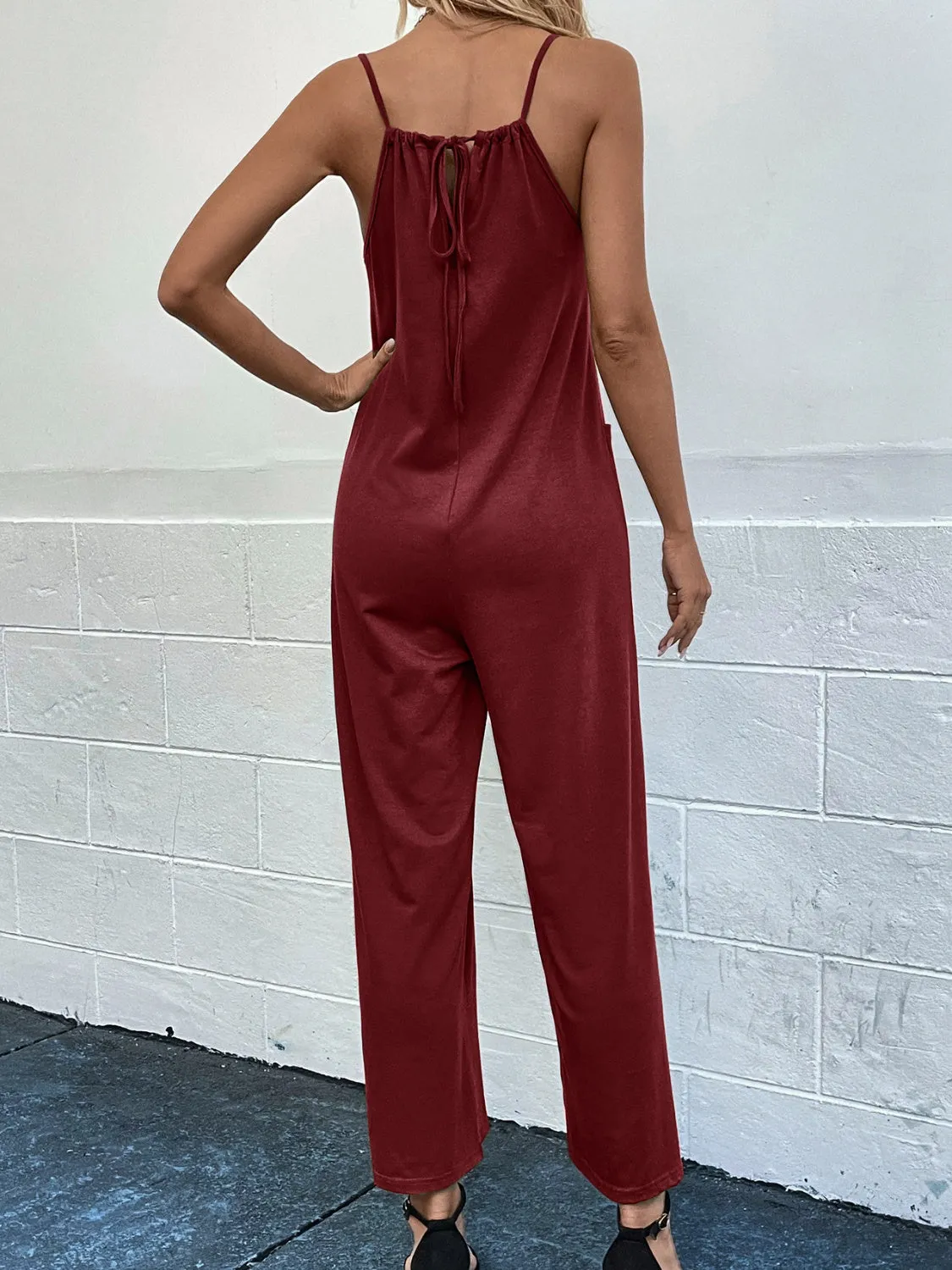 Pocketed Spaghetti Strap Wide Leg Jumpsuit sold by Charming Charlie product image thumbnail 2
