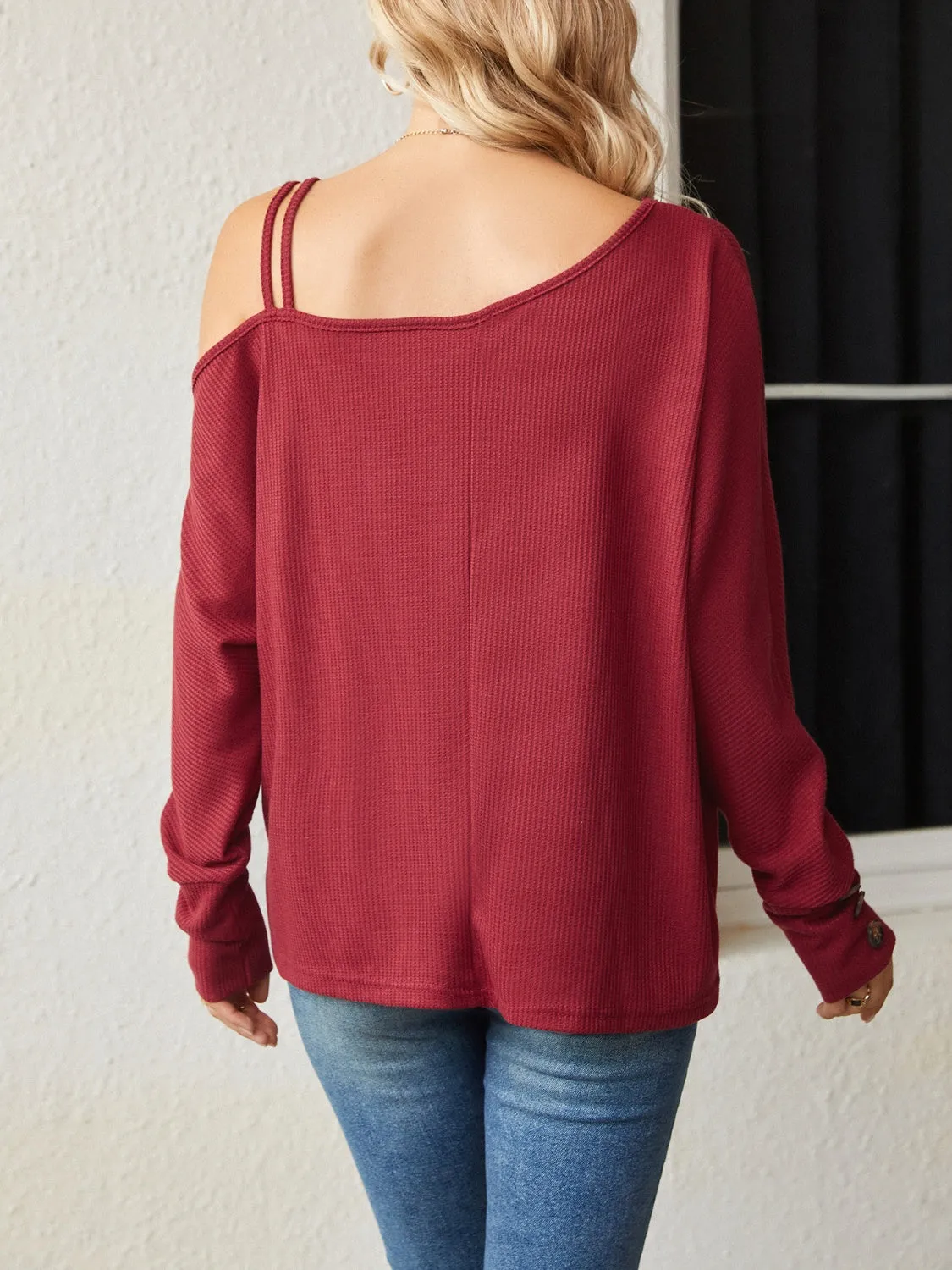 Asymmetrical Neck Long Sleeve T-Shirt sold by Charming Charlie product image thumbnail 2