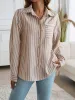 Devine Striped Collared Neck Long Sleeve Shirt sold by Charming Charlie