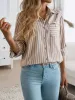 Devine Striped Collared Neck Long Sleeve Shirt sold by Charming Charlie