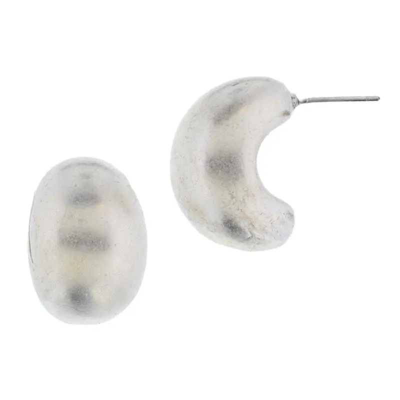 Thick Silver Bubble Half Hoop Earrings, .85" Top to Bottom sold by Charming Charlie