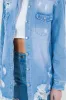 American Bazi Raw Hem Distressed Long Sleeve Denim Jacket sold by Charming Charlie