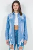 American Bazi Raw Hem Distressed Long Sleeve Denim Jacket sold by Charming Charlie
