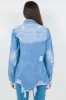 American Bazi Raw Hem Distressed Long Sleeve Denim Jacket sold by Charming Charlie