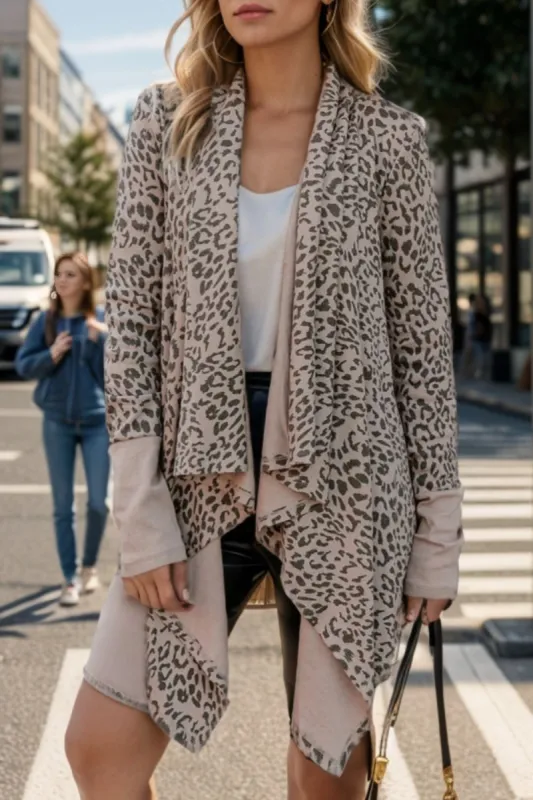 Leopard Open Front Long Sleeve Cover-Up sold by Charming Charlie