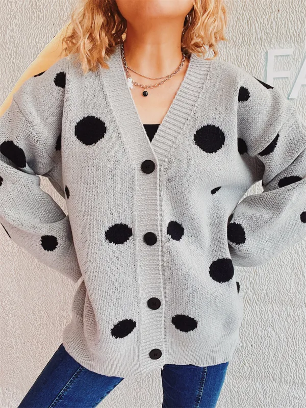 Polka Dot Button Up Cardigan made by Charming Charlie