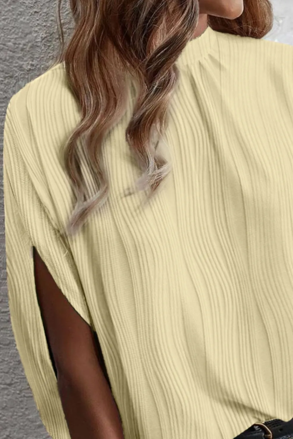 Textured Mock Neck Half Sleeve Blouse sold by Charming Charlie product image thumbnail 2