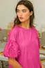 BiBi Puff Sleeve Pearl Decor Top sold by Charming Charlie