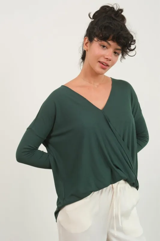 HYFVE Draped Drop Shoulder Long Sleeve Top sold by Charming Charlie