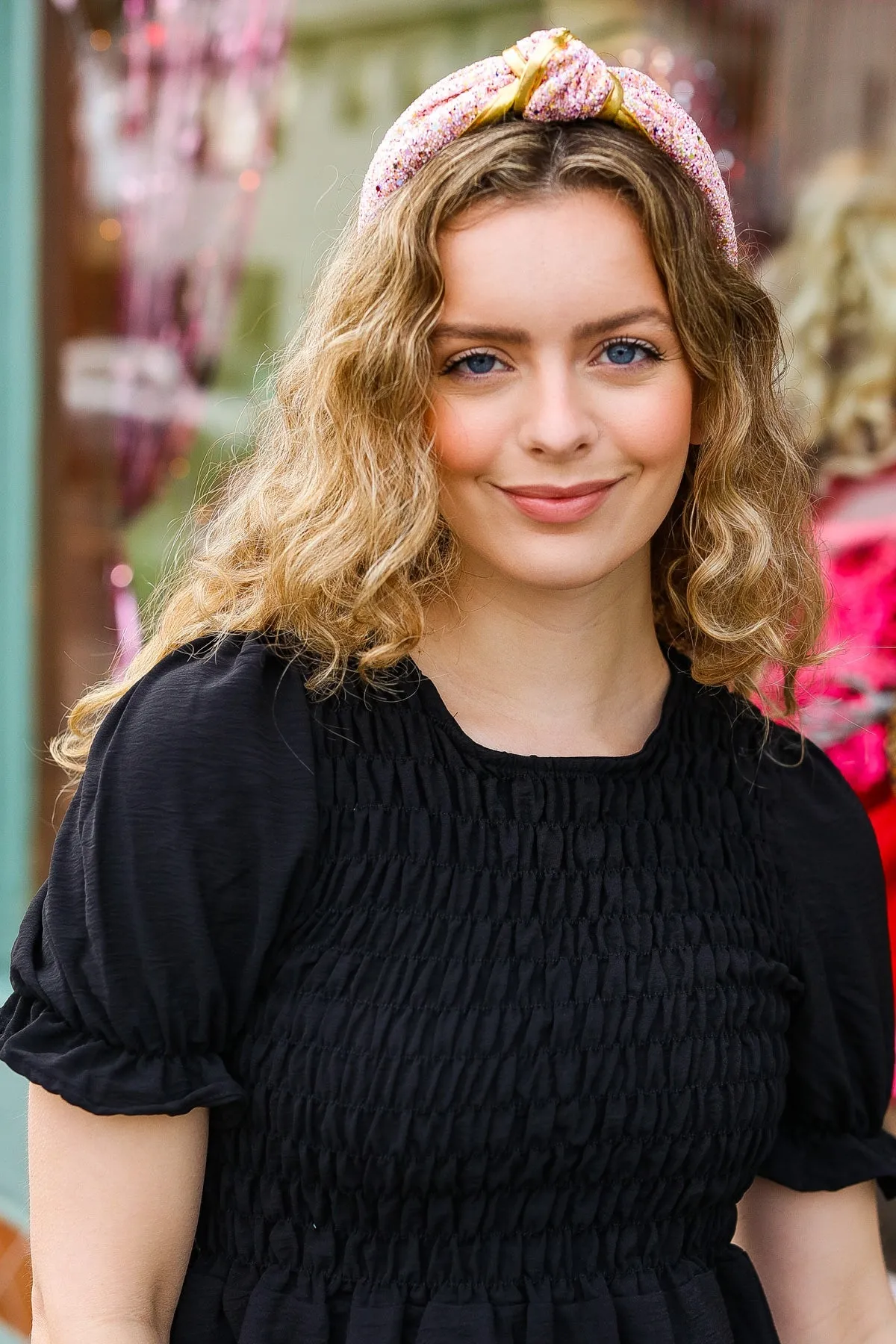 Pink & Gold Glitter Top Knot Headband sold by Charming Charlie product image thumbnail 2