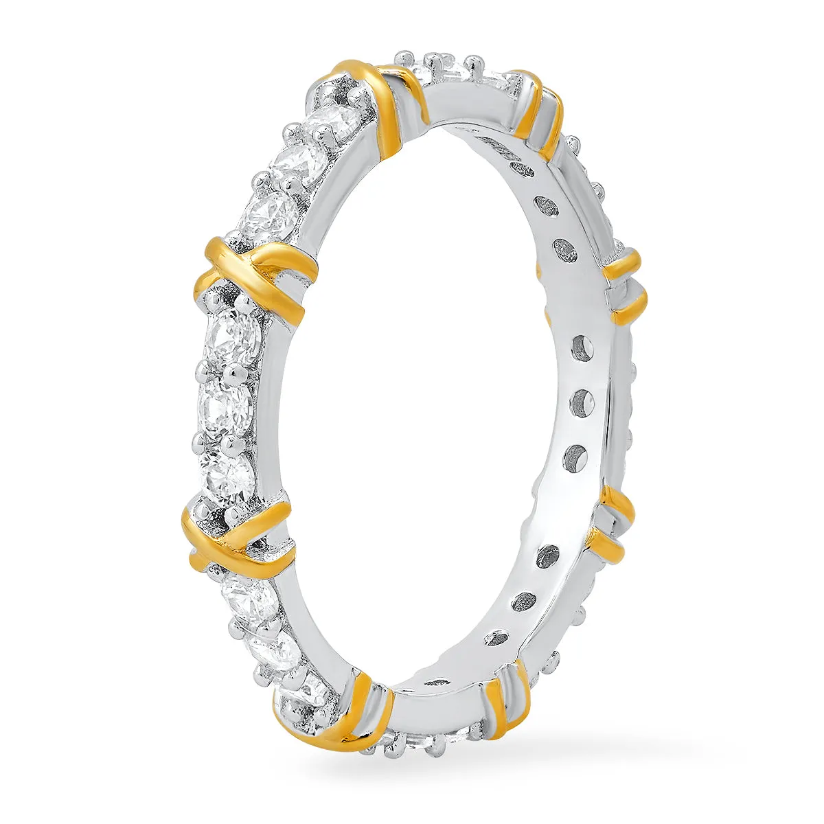Sterling Silver Round-cut CZ "X" Stackable Eternity Band Ring sold by Charming Charlie product image thumbnail 4