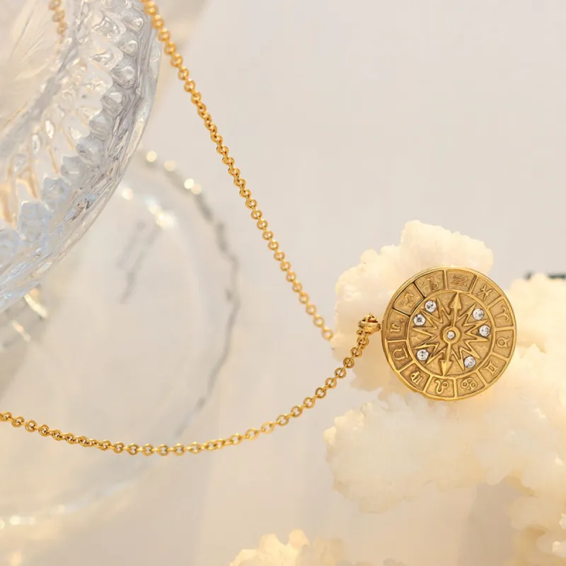 Zircon Titanium Steel Timepiece Shape Necklace sold by Charming Charlie