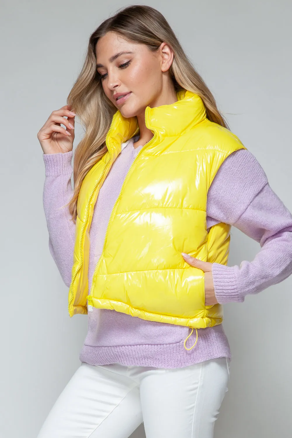 Snobbish Zip Up Turtleneck Shiny Quilted Vest sold by Charming Charlie product image thumbnail 4