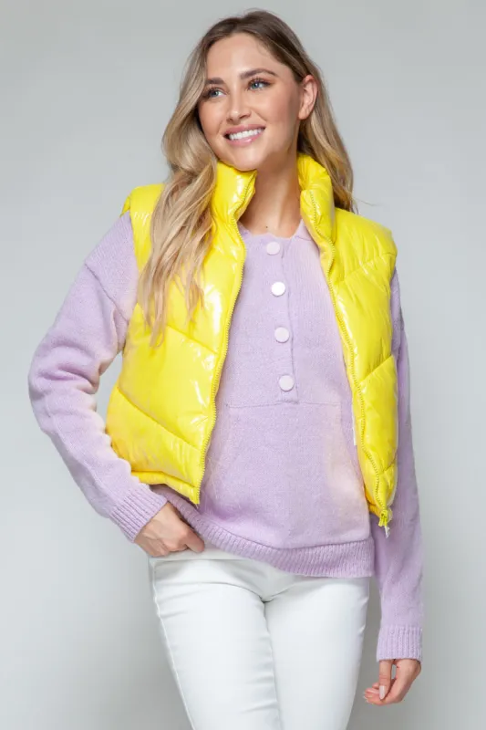 Snobbish Zip Up Turtleneck Shiny Quilted Vest sold by Charming Charlie