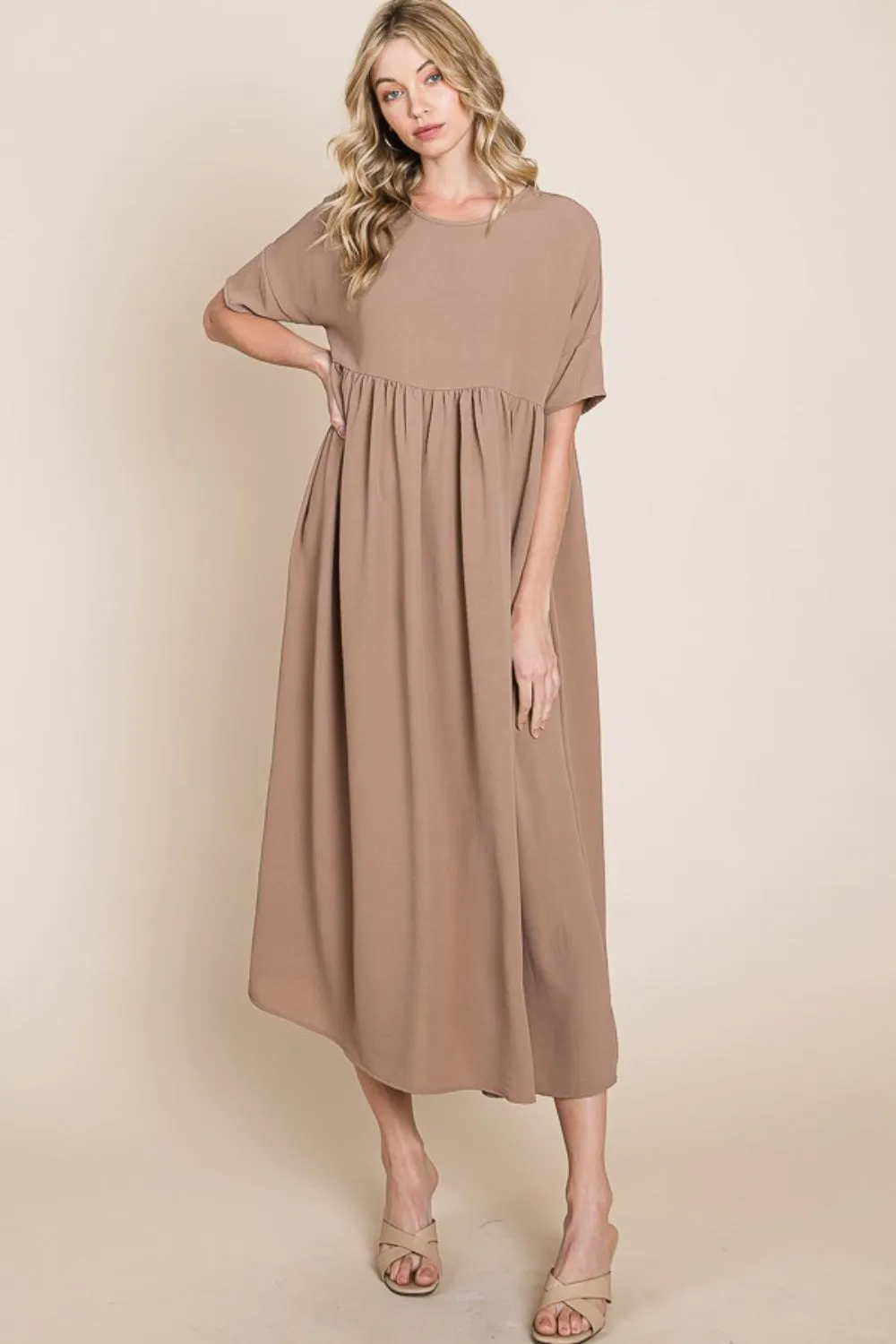 BOMBOM Round Neck Ruched Midi Dress sold by Charming Charlie product image thumbnail 5