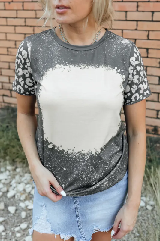 Leopard Round Neck Short Sleeve T-Shirt sold by Charming Charlie