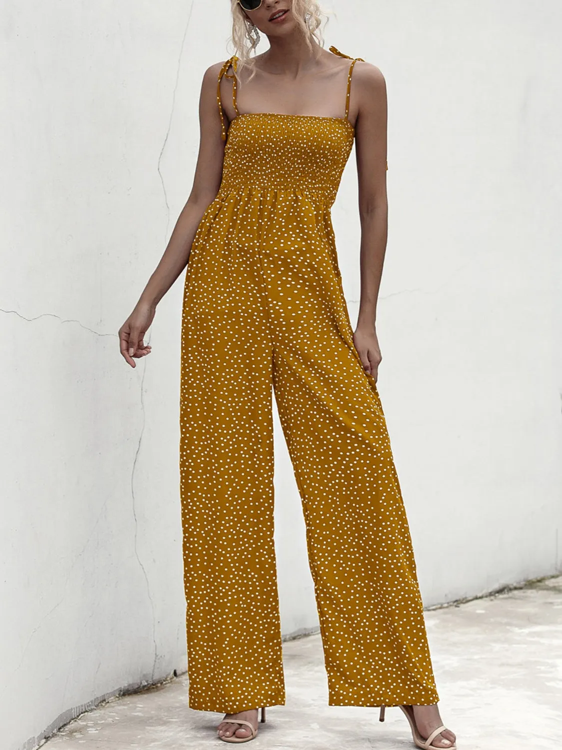 Square Neck Spaghetti Strap Jumpsuit sold by Charming Charlie product image thumbnail 5