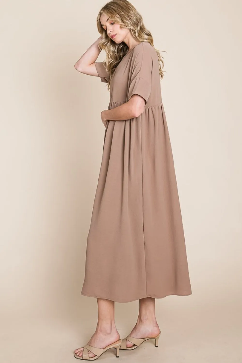 BOMBOM Round Neck Ruched Midi Dress sold by Charming Charlie product image thumbnail 3