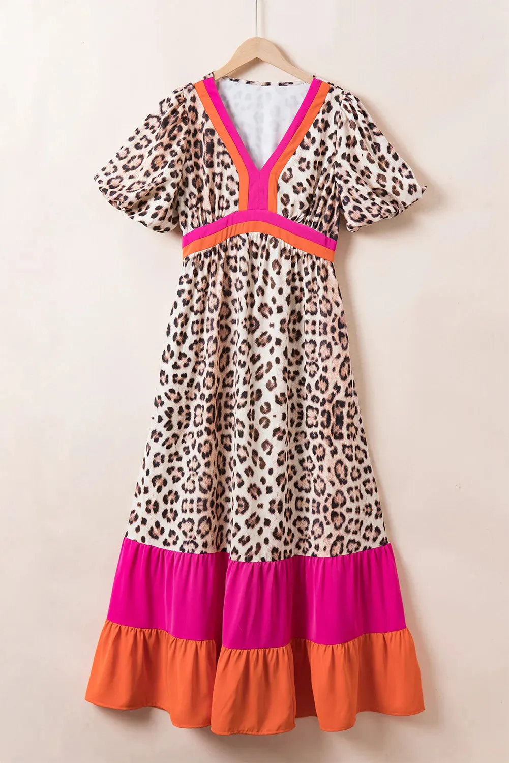 Full Size Leopard V-Neck Half Sleeve Maxi Dress sold by Charming Charlie product image thumbnail 3