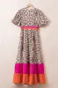 Full Size Leopard V-Neck Half Sleeve Maxi Dress sold by Charming Charlie
