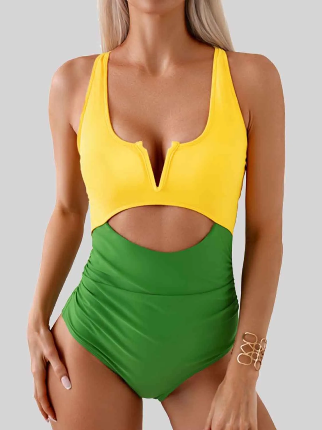 Tied Cutout Contrast One-Piece Swimwear sold by Charming Charlie product image thumbnail 4