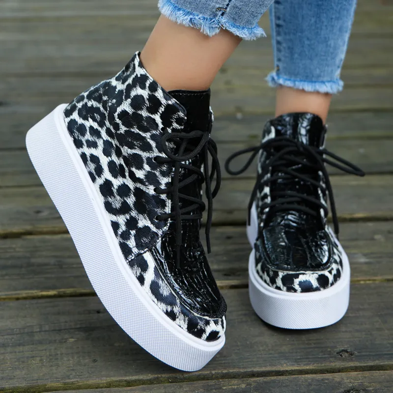 PU Leather Leopard Platform Sneakers sold by Charming Charlie