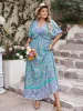 Plus Size Printed V-Neck Balloon Sleeve Dress sold by Charming Charlie