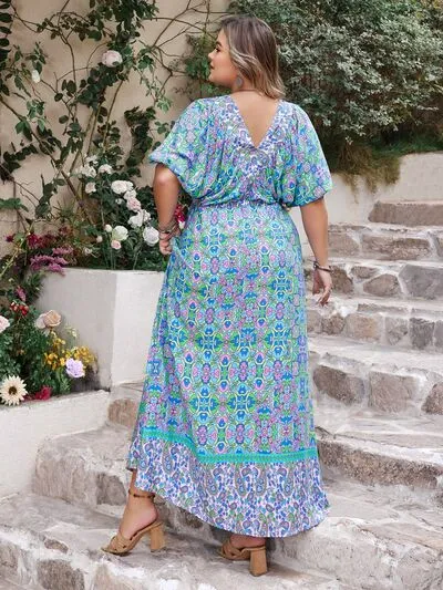 Plus Size Printed V-Neck Balloon Sleeve Dress sold by Charming Charlie product image thumbnail 2