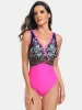 Printed Surplice Wide Strap One-Piece Swimwear sold by Charming Charlie