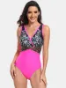 Printed Surplice Wide Strap One-Piece Swimwear sold by Charming Charlie