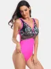 Printed Surplice Wide Strap One-Piece Swimwear sold by Charming Charlie