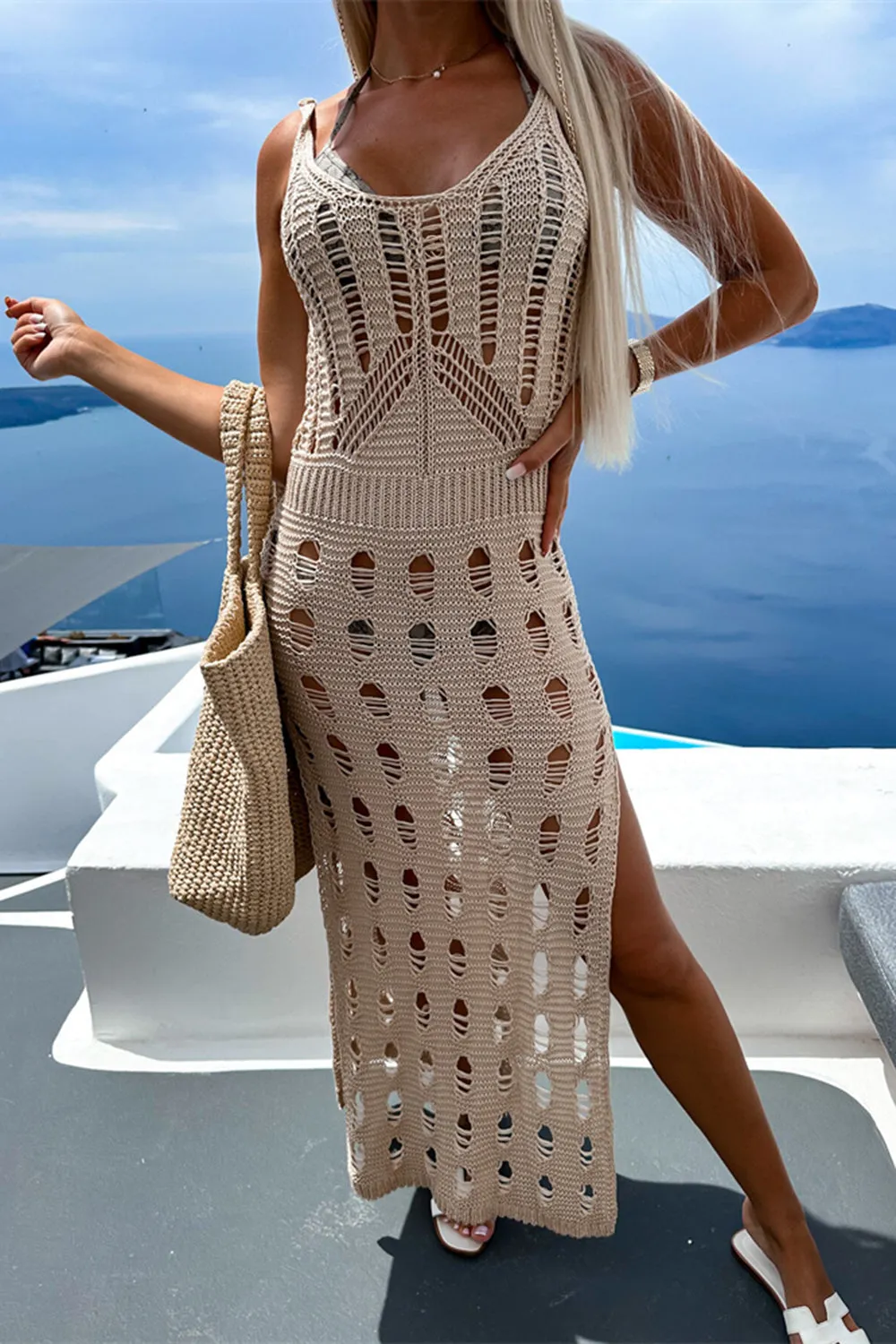 Openwork Slit Scoop Neck Sleeveless Cover Up sold by Charming Charlie