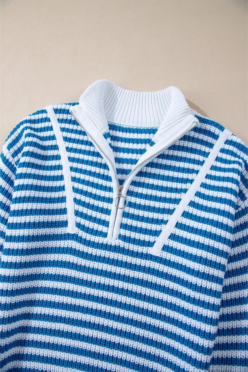 Striped Half Zip Long Sleeve Sweater sold by Charming Charlie product image thumbnail 5