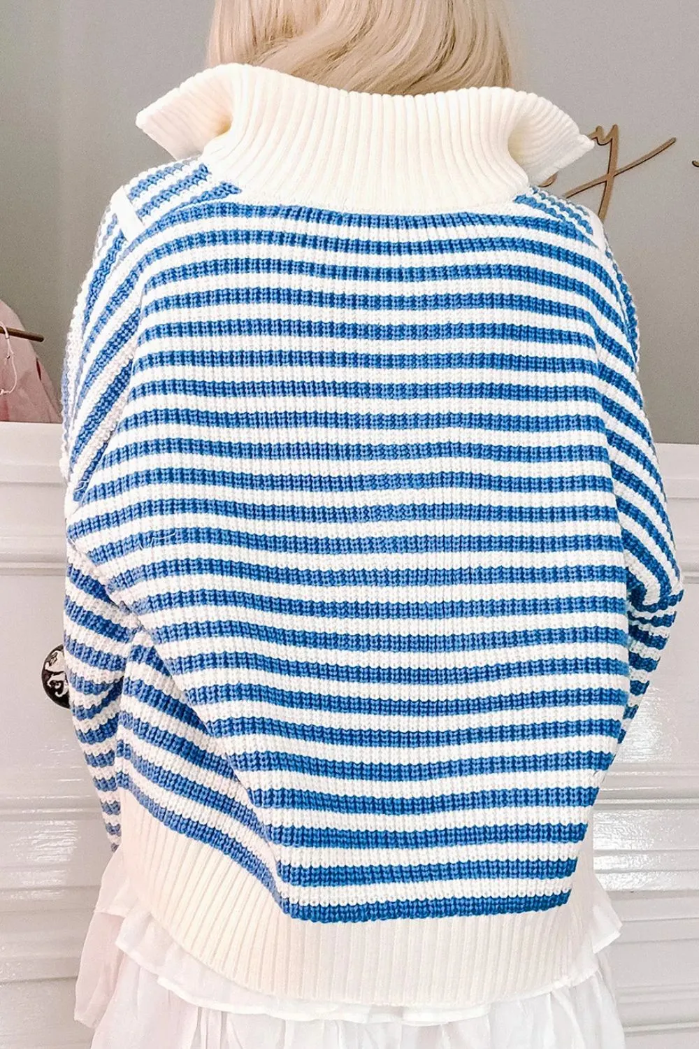 Striped Half Zip Long Sleeve Sweater sold by Charming Charlie product image thumbnail 2