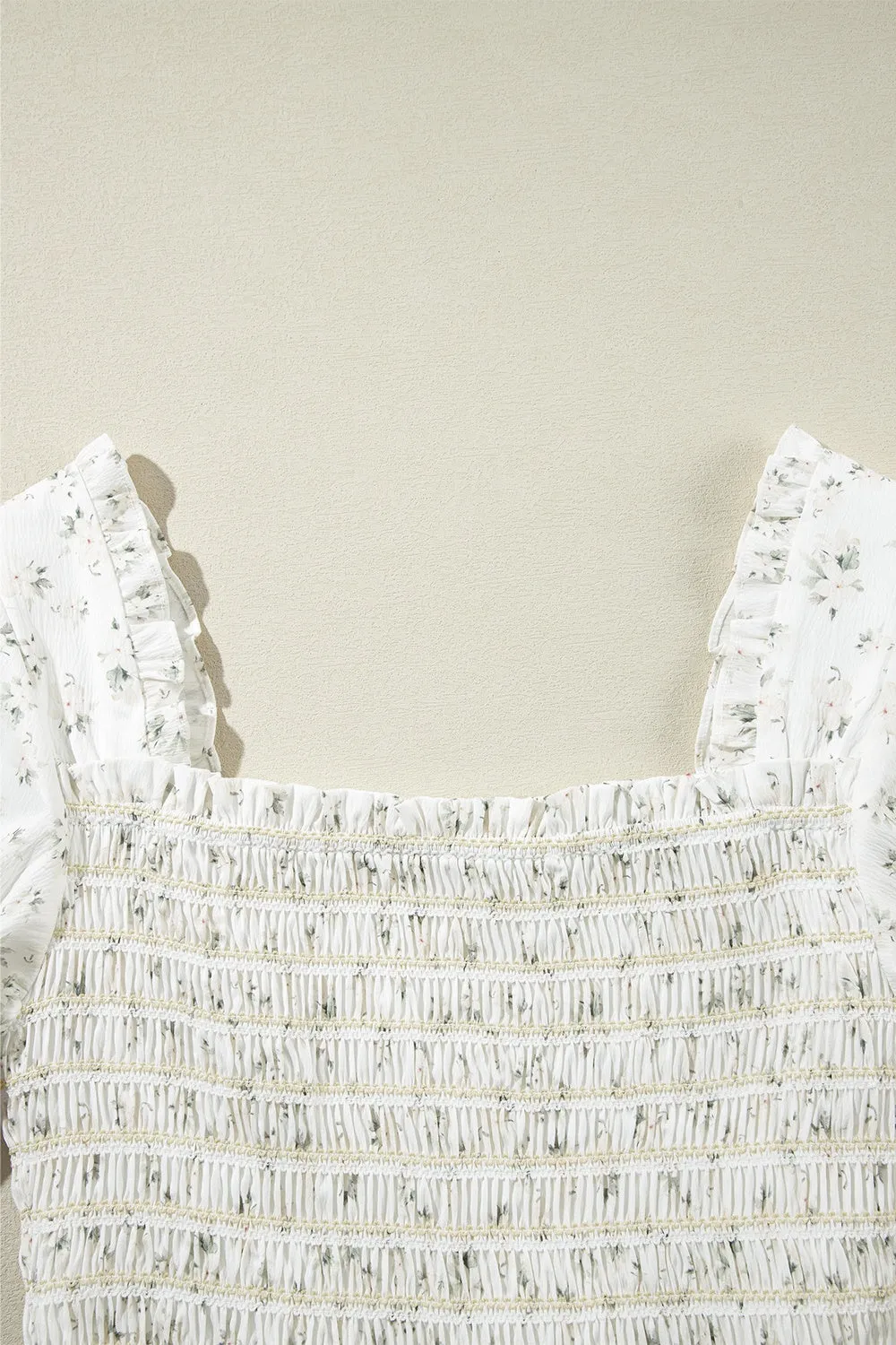 Smocked Printed Short Sleeve Jumpsuit sold by Charming Charlie product image thumbnail 4