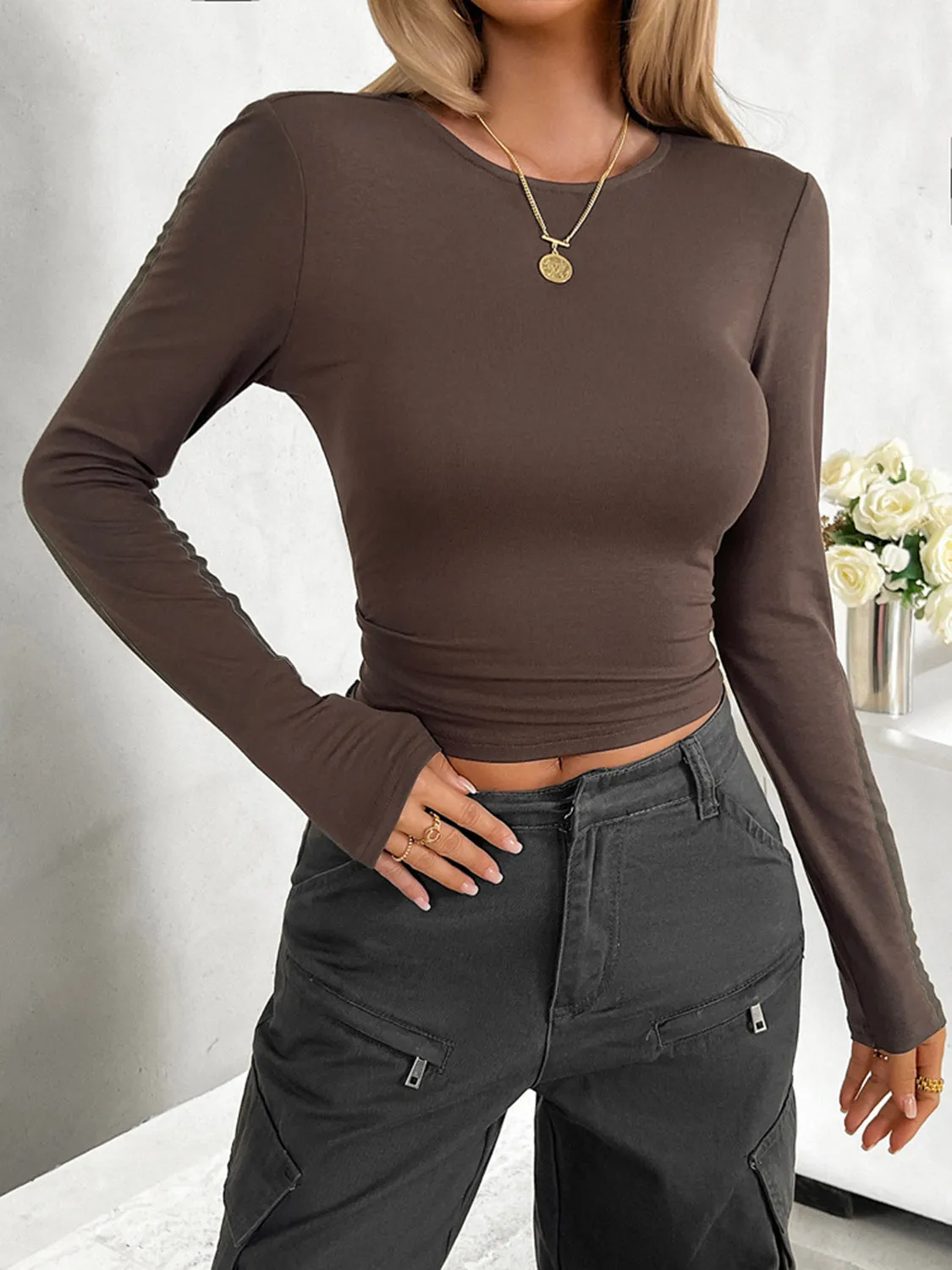 Round Neck Long Sleeve T-Shirt sold by Charming Charlie