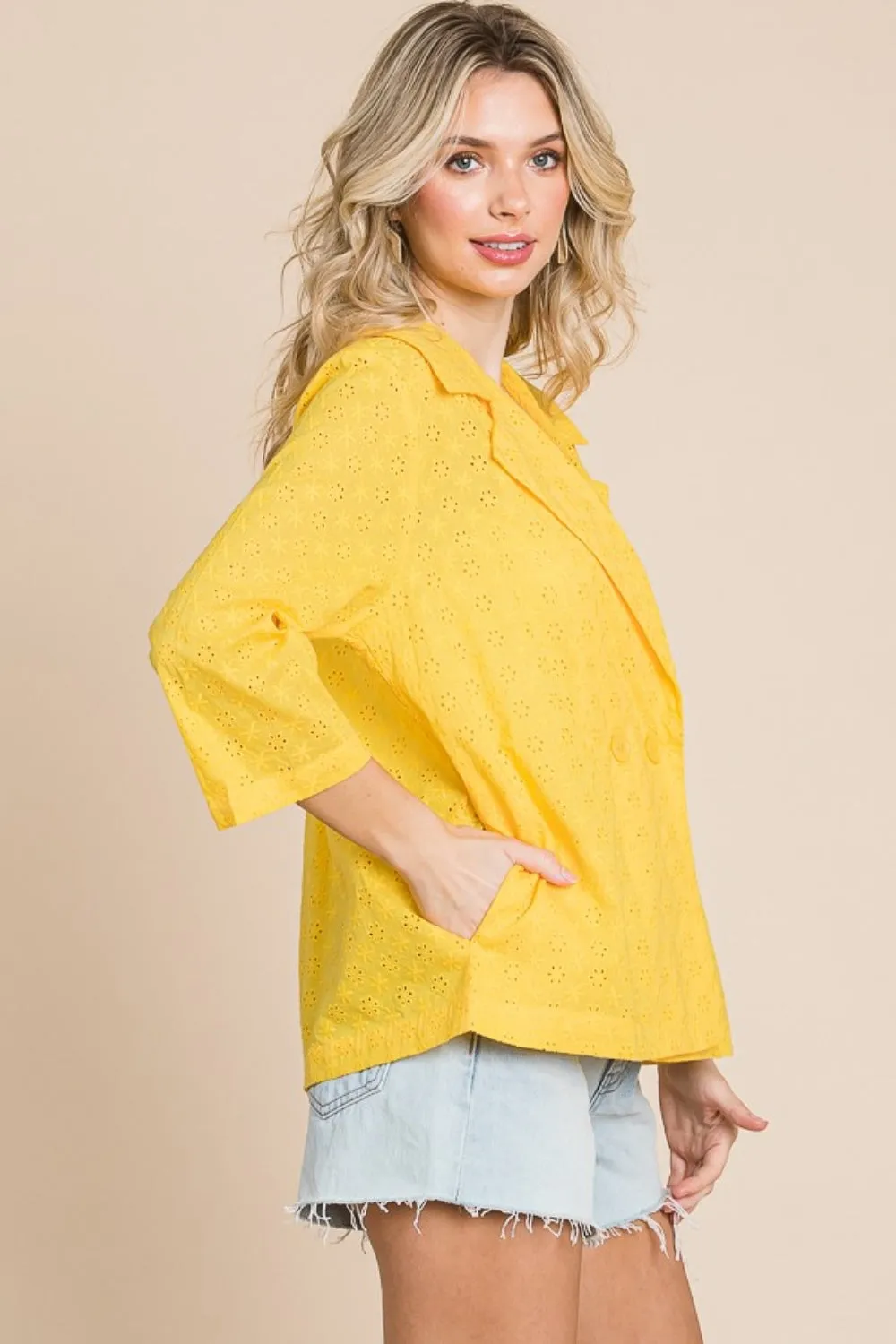 Culture Code Double Breasted Eyelet Jacket with Pockets sold by Charming Charlie product image thumbnail 3