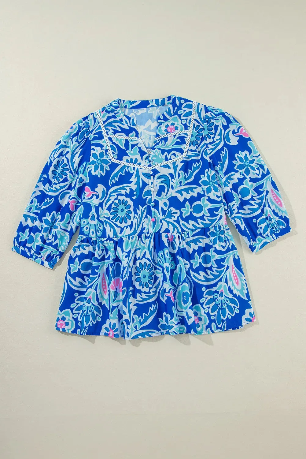 Printed Notched Three-Quarter Sleeve Blouse sold by Charming Charlie product image thumbnail 2