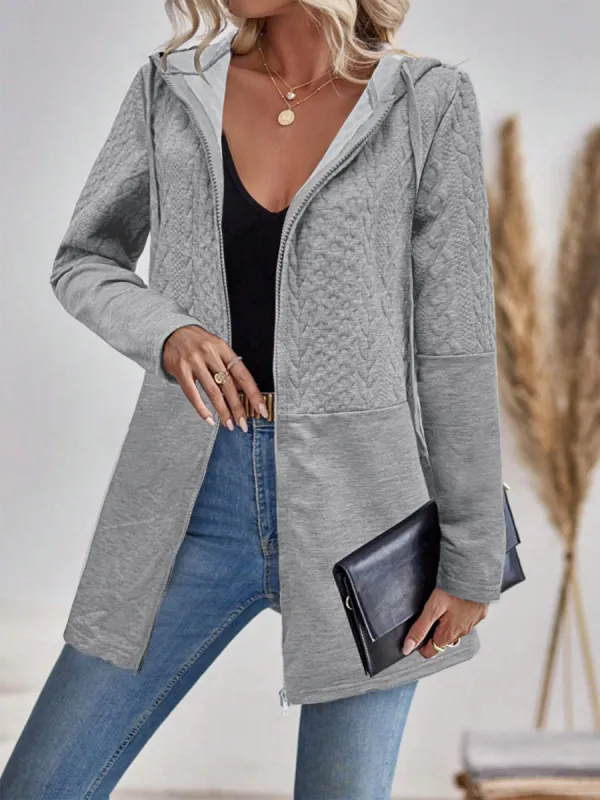 Drawstring Zip Up Hooded Jacket sold by Charming Charlie