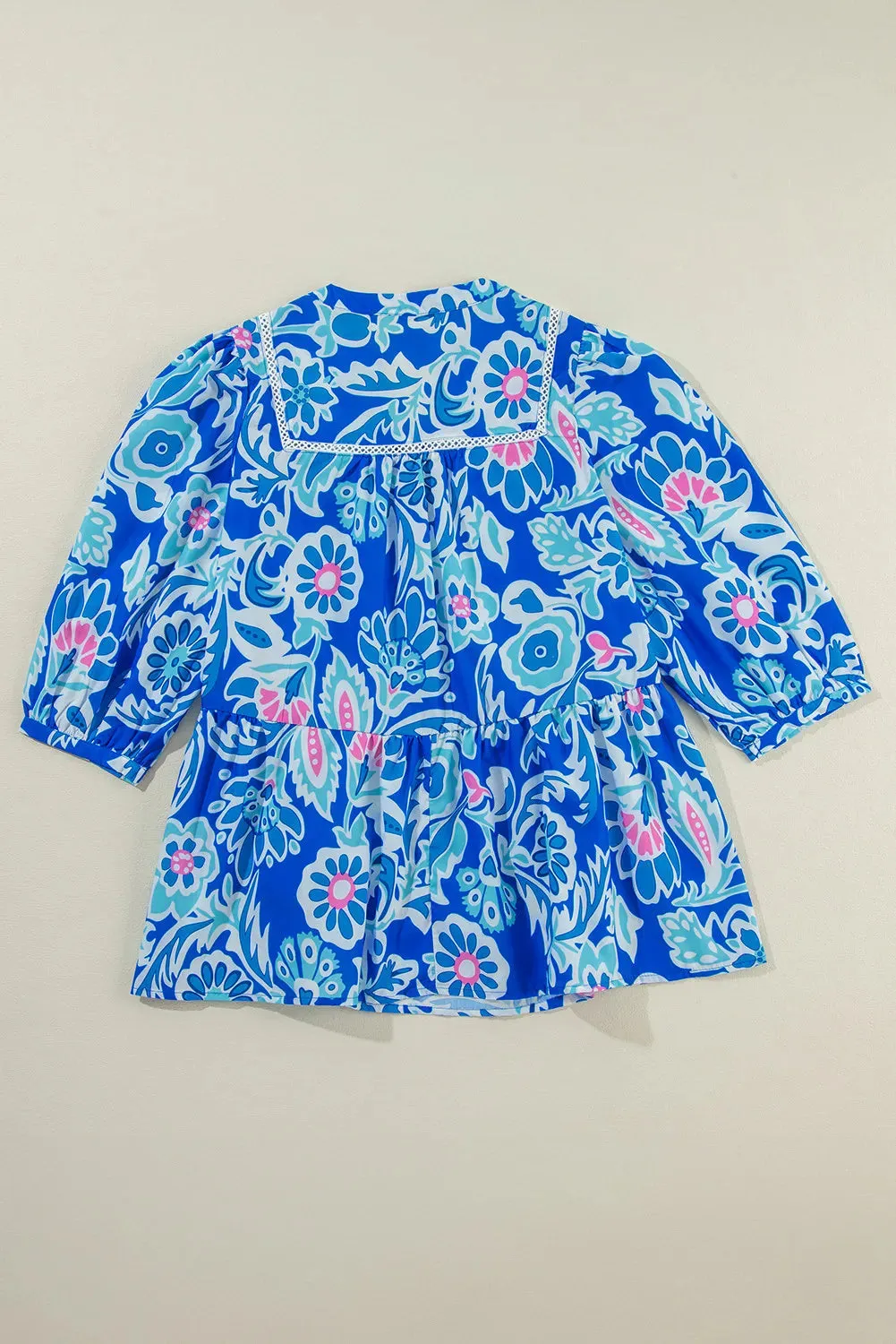 Printed Notched Three-Quarter Sleeve Blouse sold by Charming Charlie product image thumbnail 3