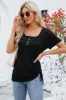 Ruched Square Neck Short Sleeve T-Shirt sold by Charming Charlie