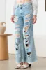 Litz La Distressed Frayed Hem Flare Jeans sold by Charming Charlie