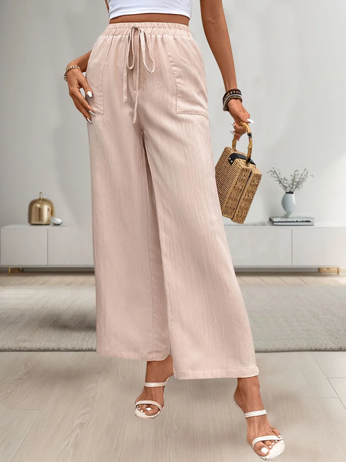 Tied Wide Leg Pants with Pockets sold by Charming Charlie