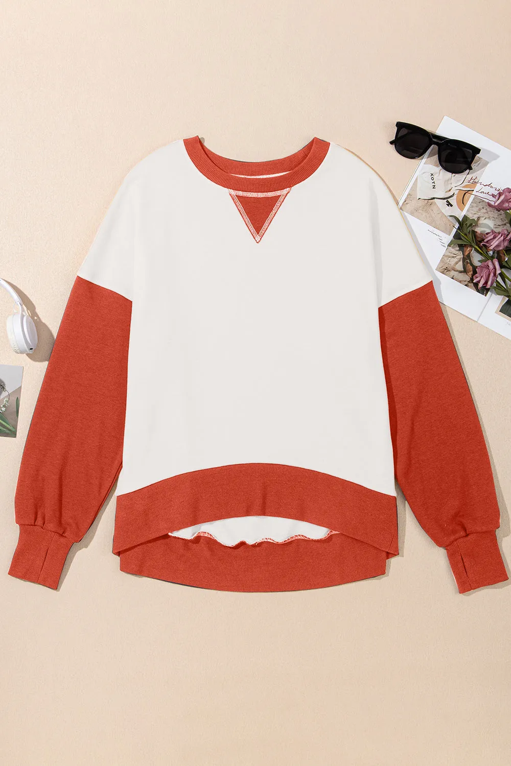 Contrast Round Neck Long Sleeve Sweatshirt sold by Charming Charlie product image thumbnail 5